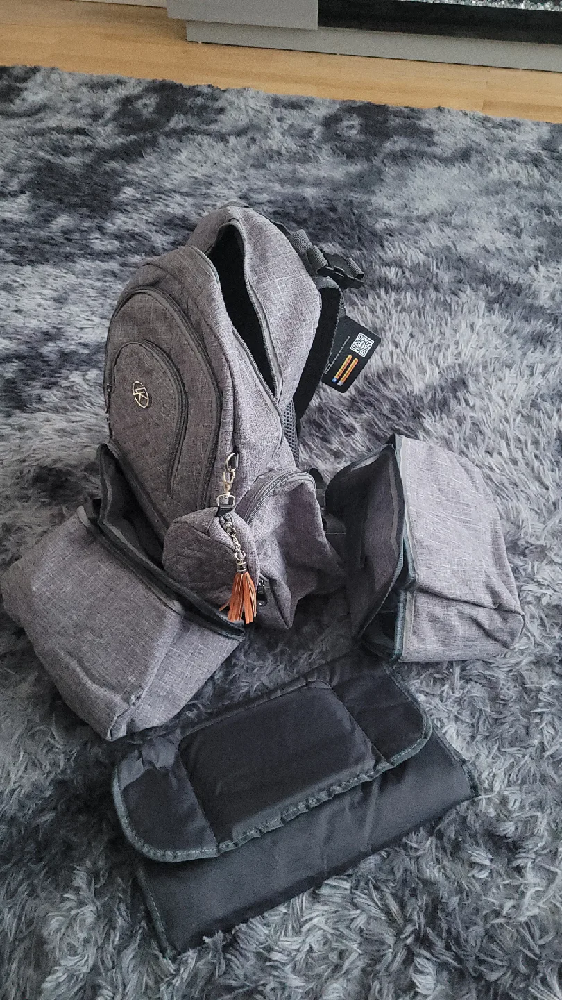 Grey Diaper Backpack with Changing Pad image indicator(8)