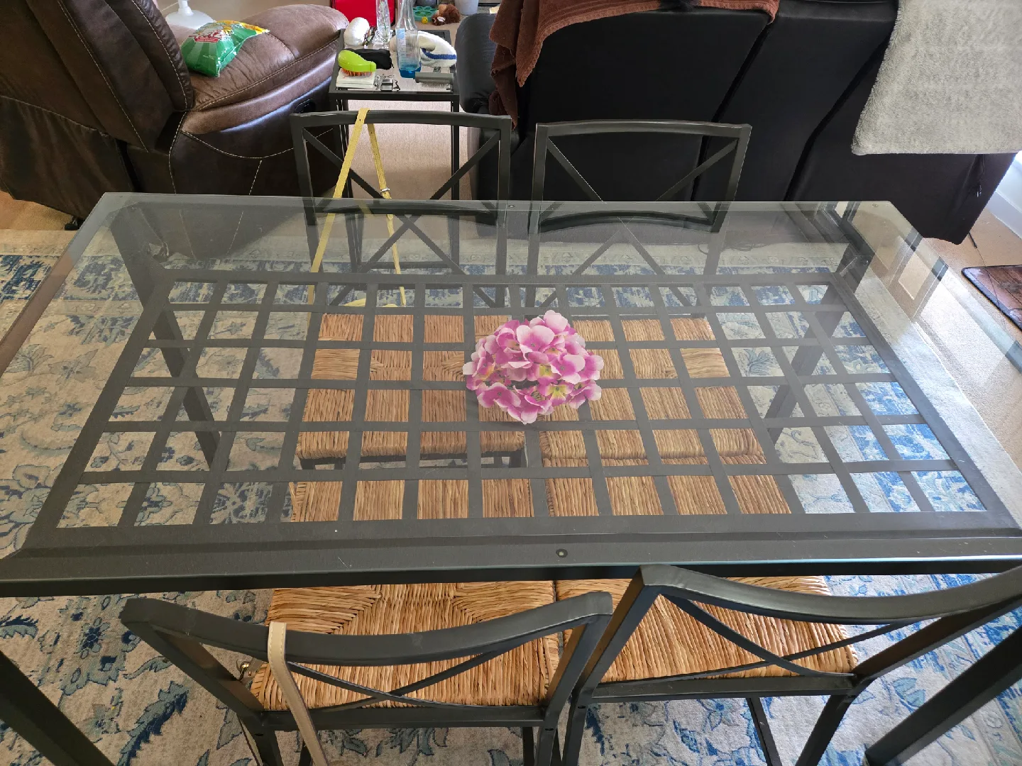 Glass Top Dining Table with Woven Chairs image indicator(3)