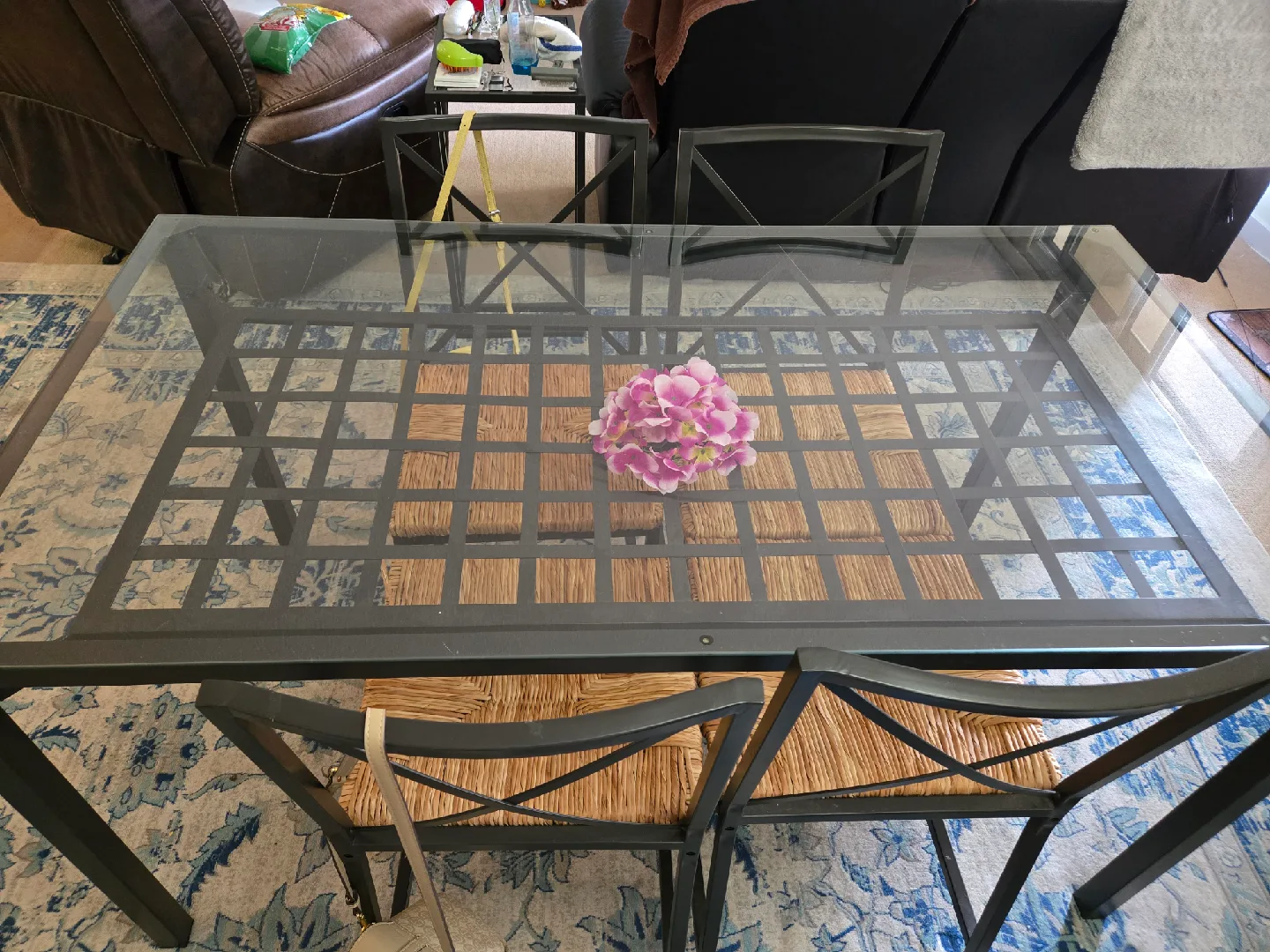 Glass Top Dining Table with Woven Chairs image indicator(5)