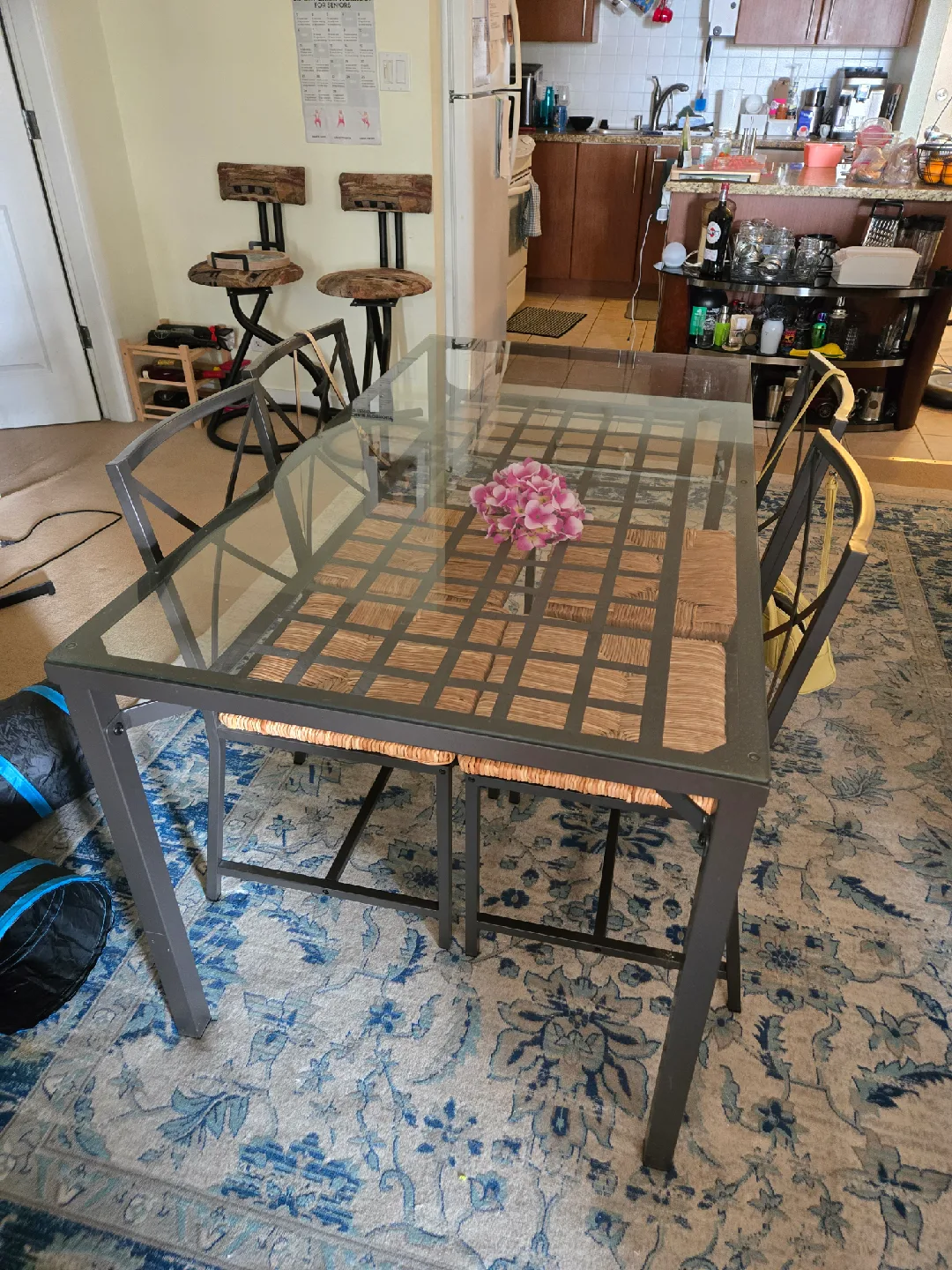 Glass Top Dining Table with Woven Chairs image indicator(7)