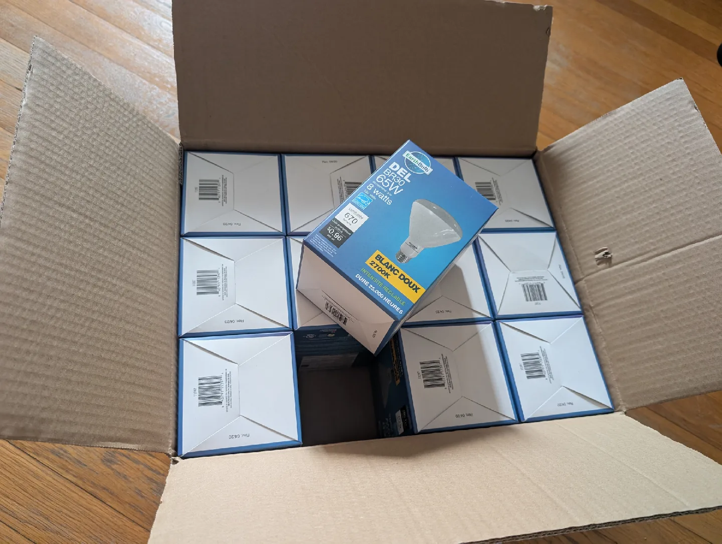 Brand new, a box of 12 EarthBulb LED 65W, soft white 2700 thumbnail