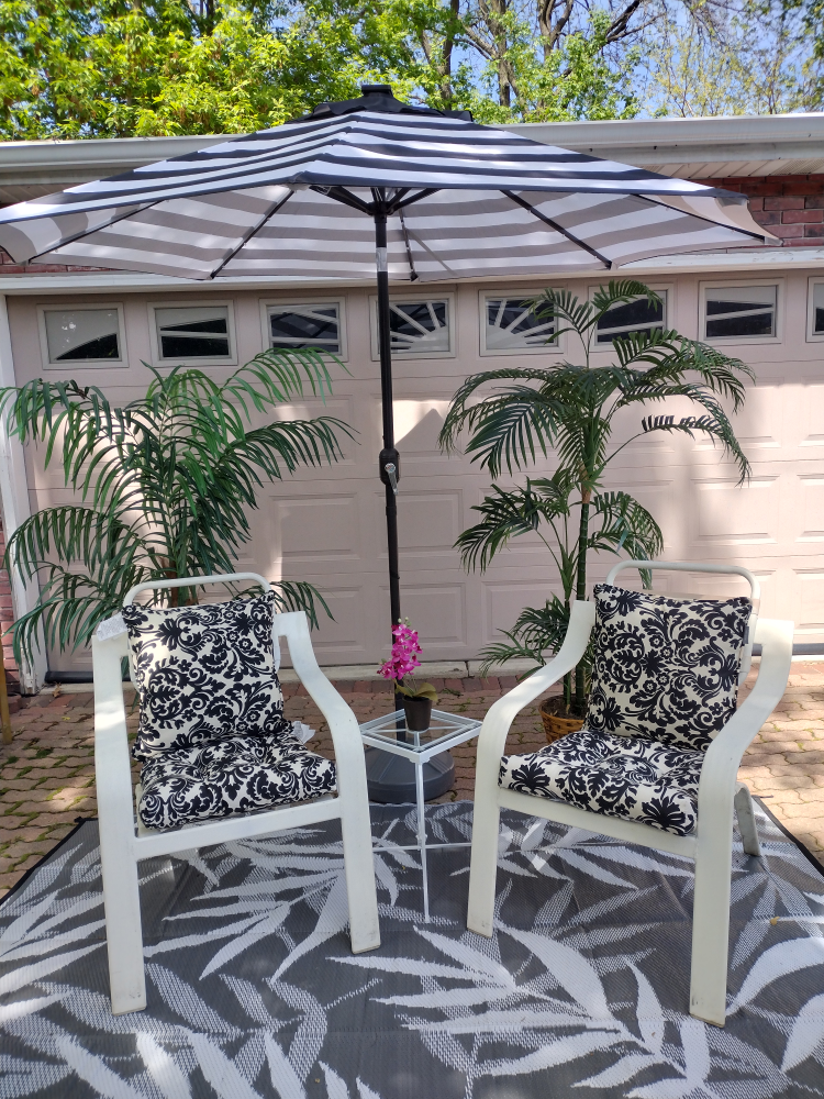 Outdoor Patio Set - Chairs,  small Table w/ glass