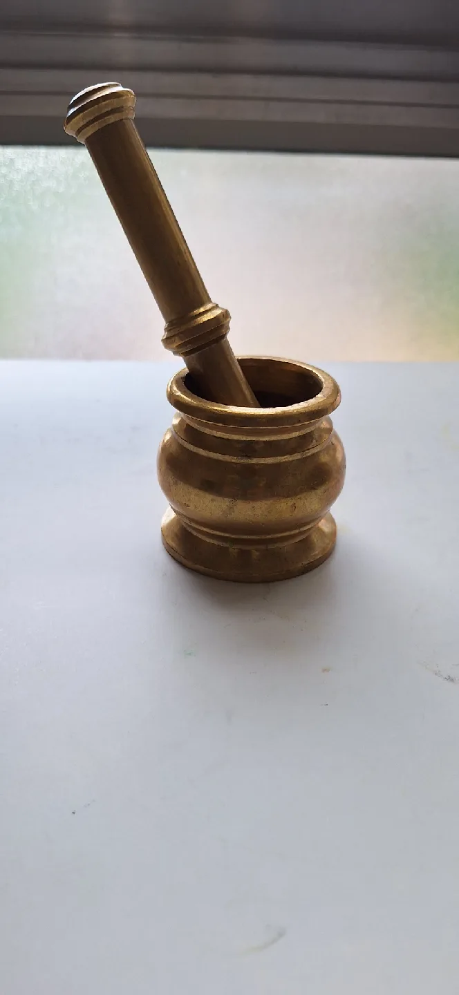 Brass Mortar and Pestle Set /khalbatta thumbnail