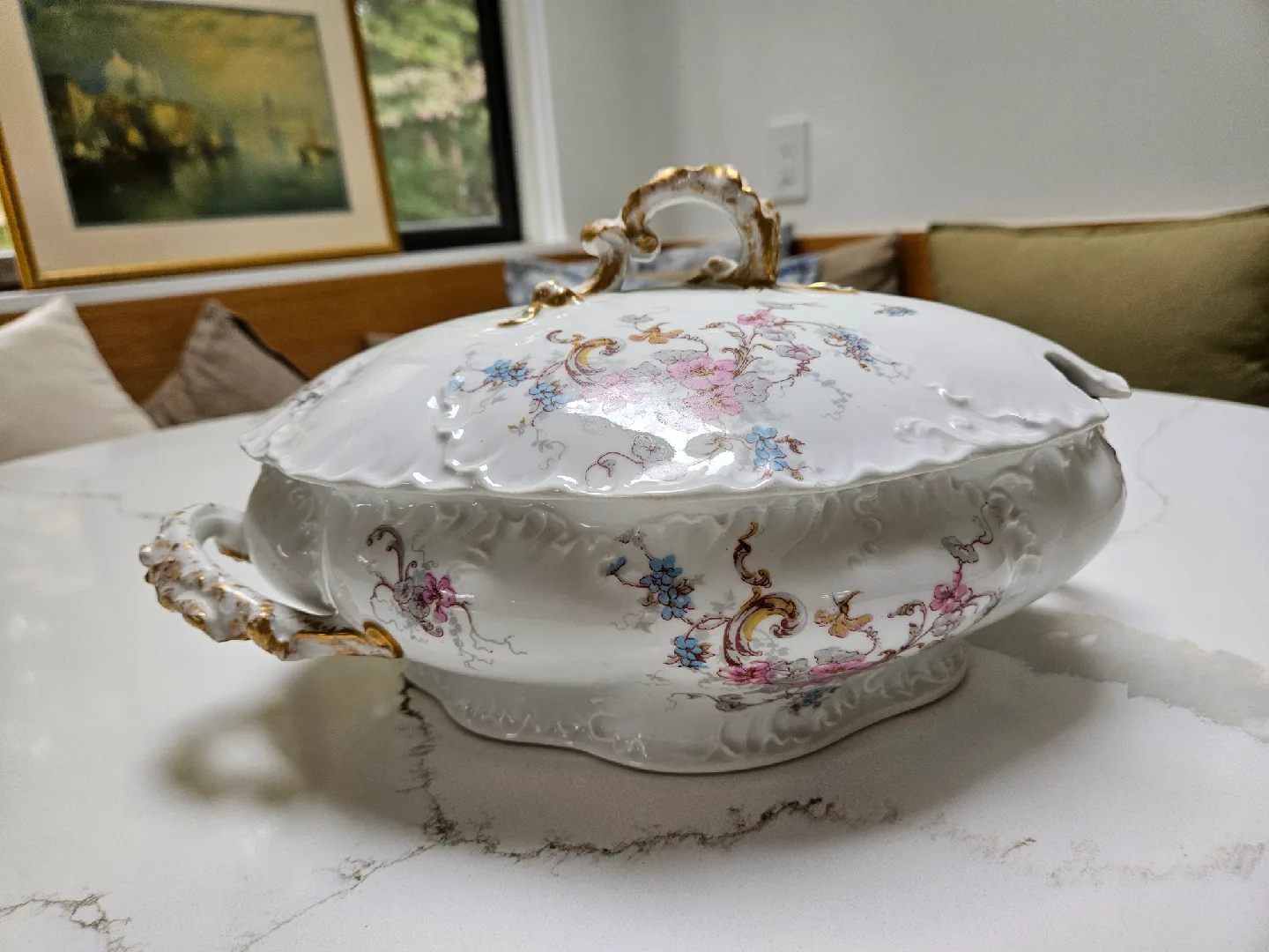 Vintage Porcelain Limoges French Soup Serverware with Lid thumbnail