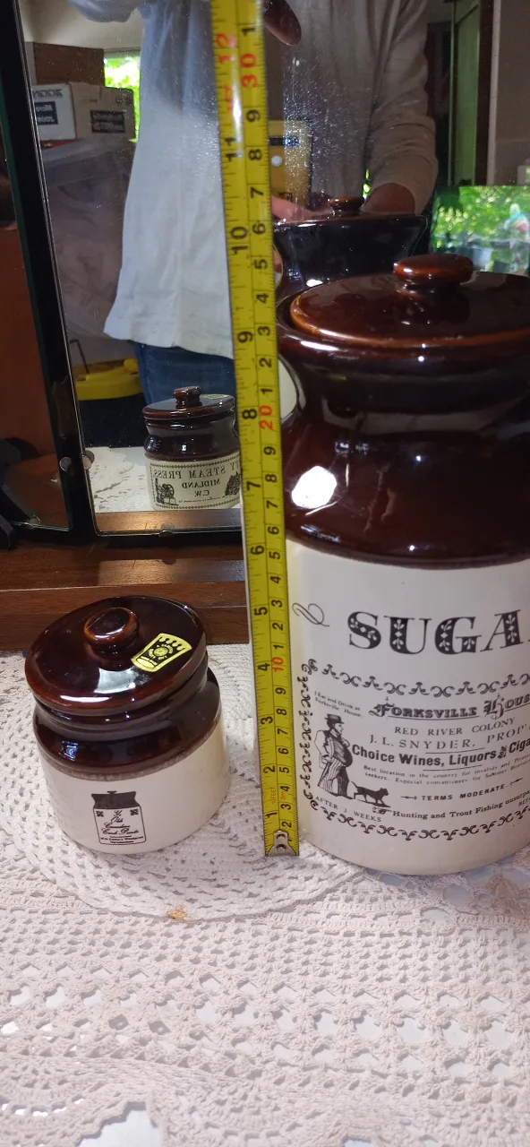 Vintage Sugar Crock & Midland Steam Press Jar image indicator(5)