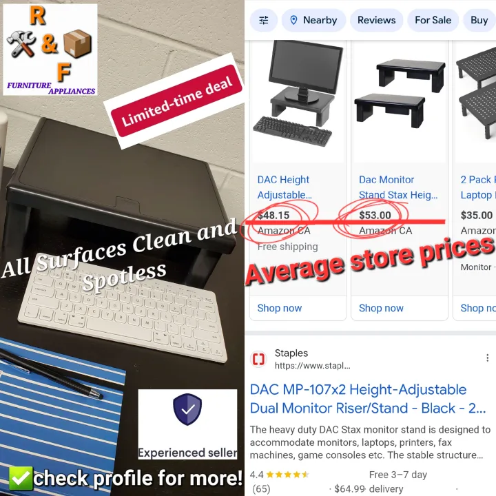 ➡️DAC Height Adjustable LCD/TFT Monitor Riser, Up to 66lb thumbnail