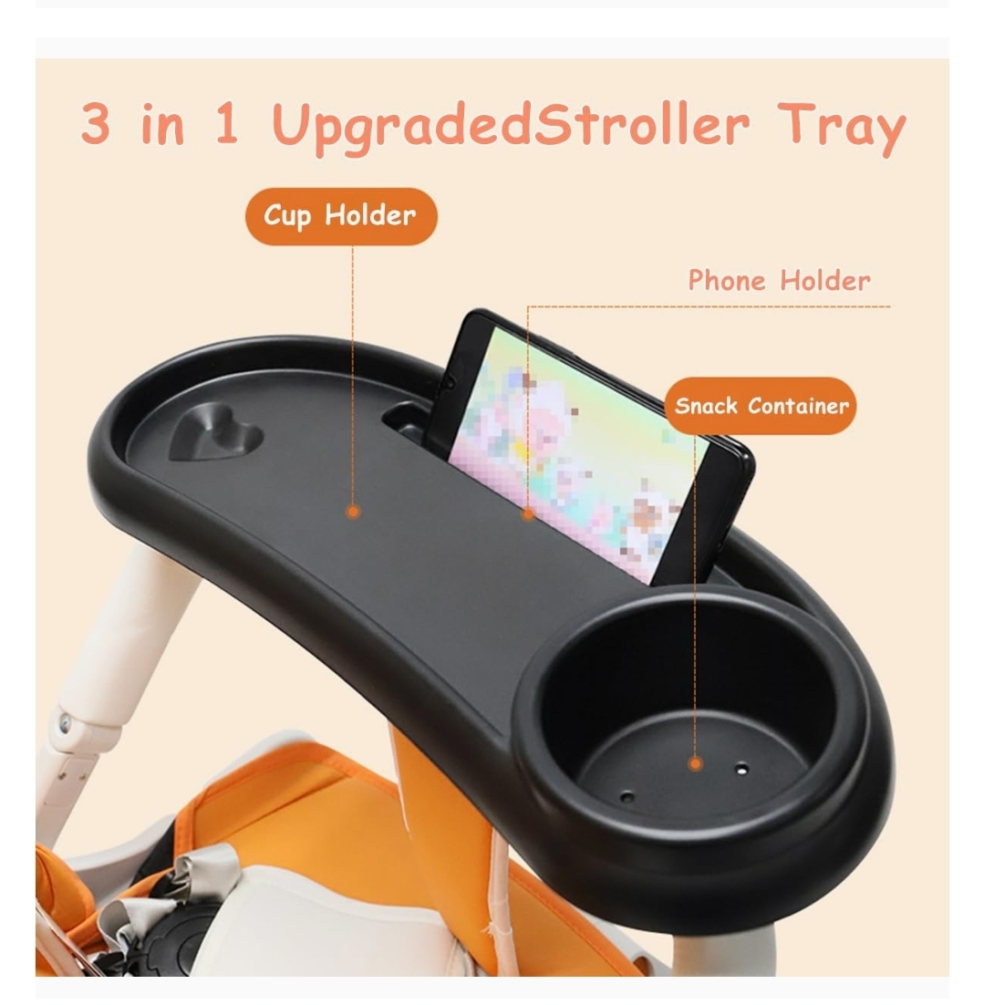 3 in 1 Upgraded Stroller Tray - Black - photo 5
