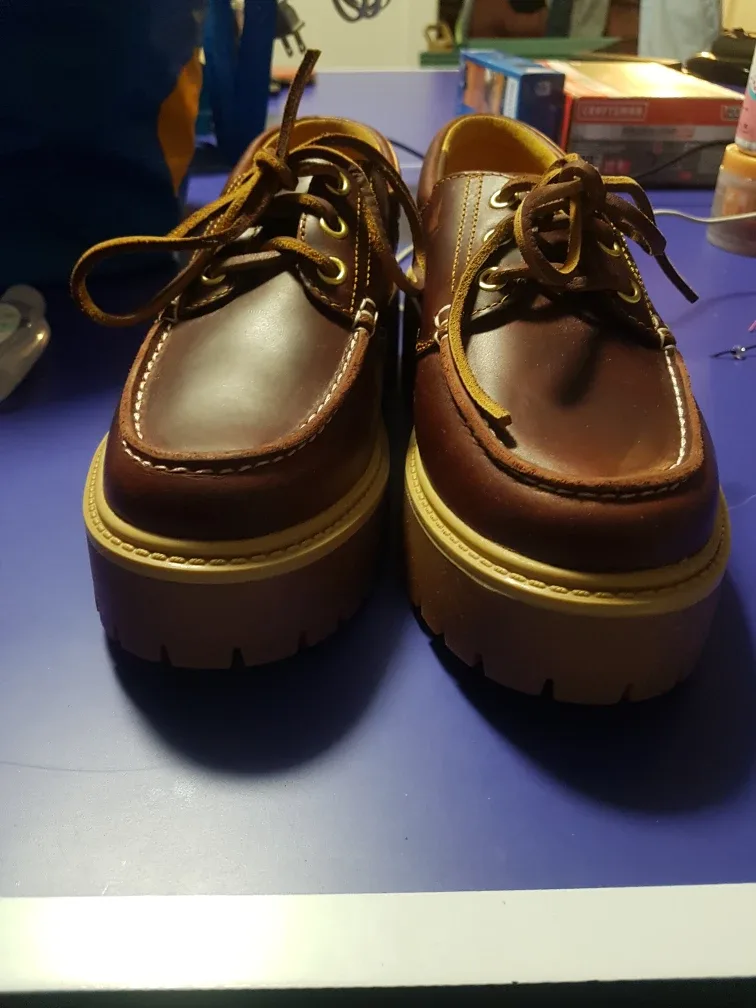 Timberland Brown Leather Platform Boat Shoes image indicator(5)