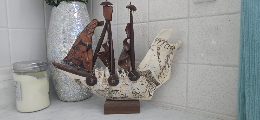 Unique Jawbone Pirate Ship Art