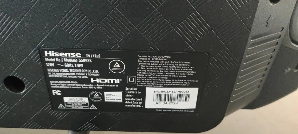 Hisense 55U68K 55" 4K ULED TV thumbnail