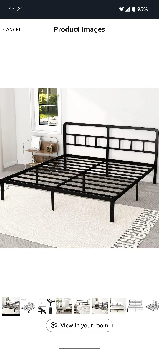 King Size Black Metal Bed Frame thumbnail