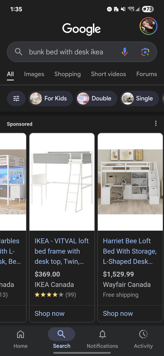 IKEA VITVAL Loft Bed Frame with Desk - photo 5