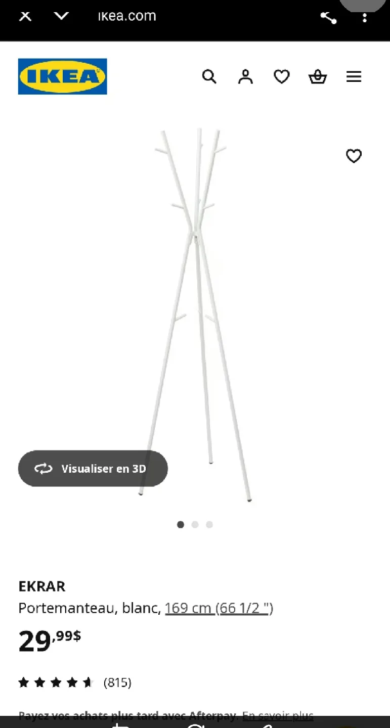 IKEA Ekrar White Coat Rack - 169 cm (66 1/2") thumbnail