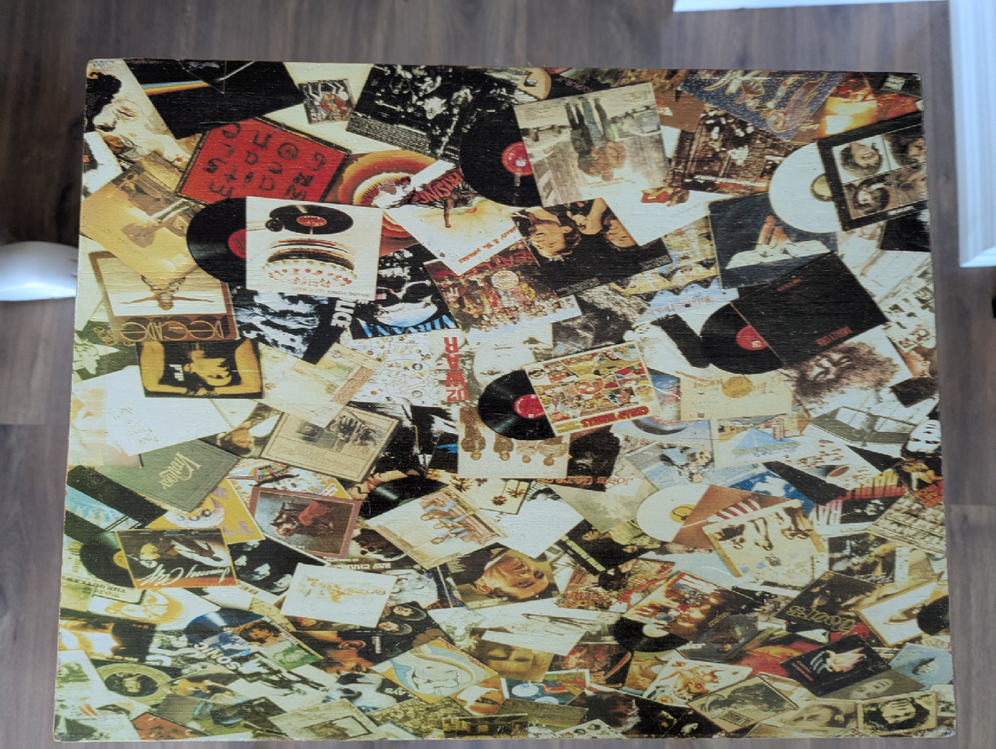 Side Table with Record Collage Top