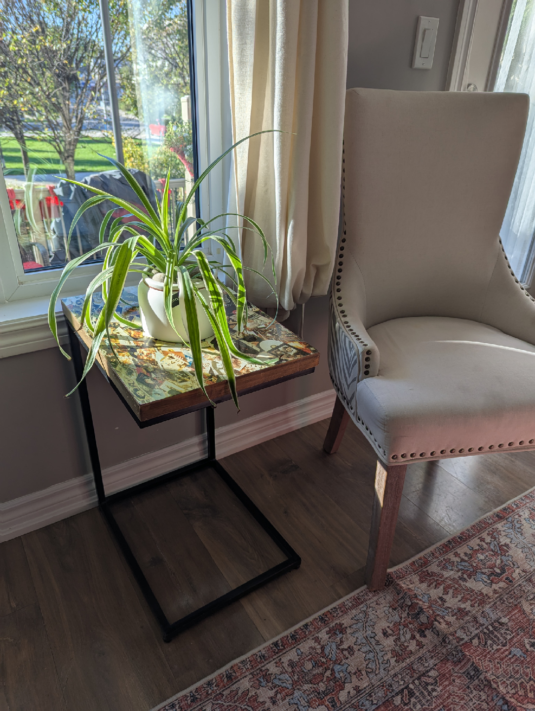 Side Table with Record Collage Top - photo 2