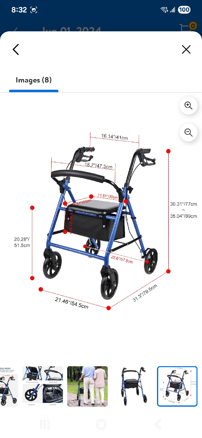 Living Basics Blue Mobility Walker with Seat - photo 2