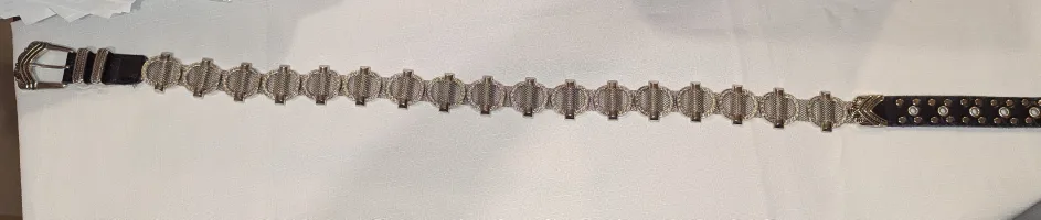 Fashion Belt, Size L, 39 inches metal links and leather image indicator(10)