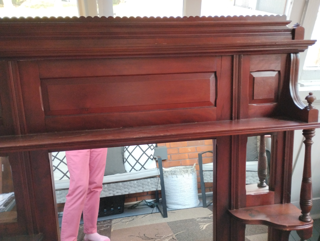 Antique Wooden Mirror with Shelf - photo 3