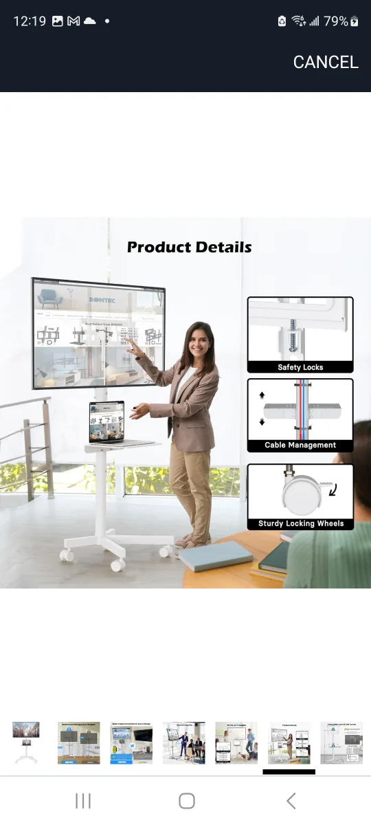 BONTEC Mobile TV STAND with Tilt Function image indicator(6)