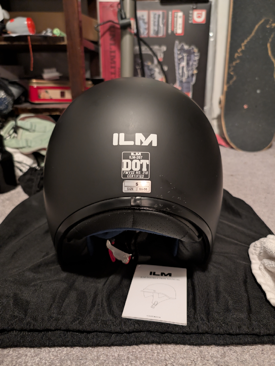 ILM Matte Black Motorcycle Helmet Size 55-58 - photo 5