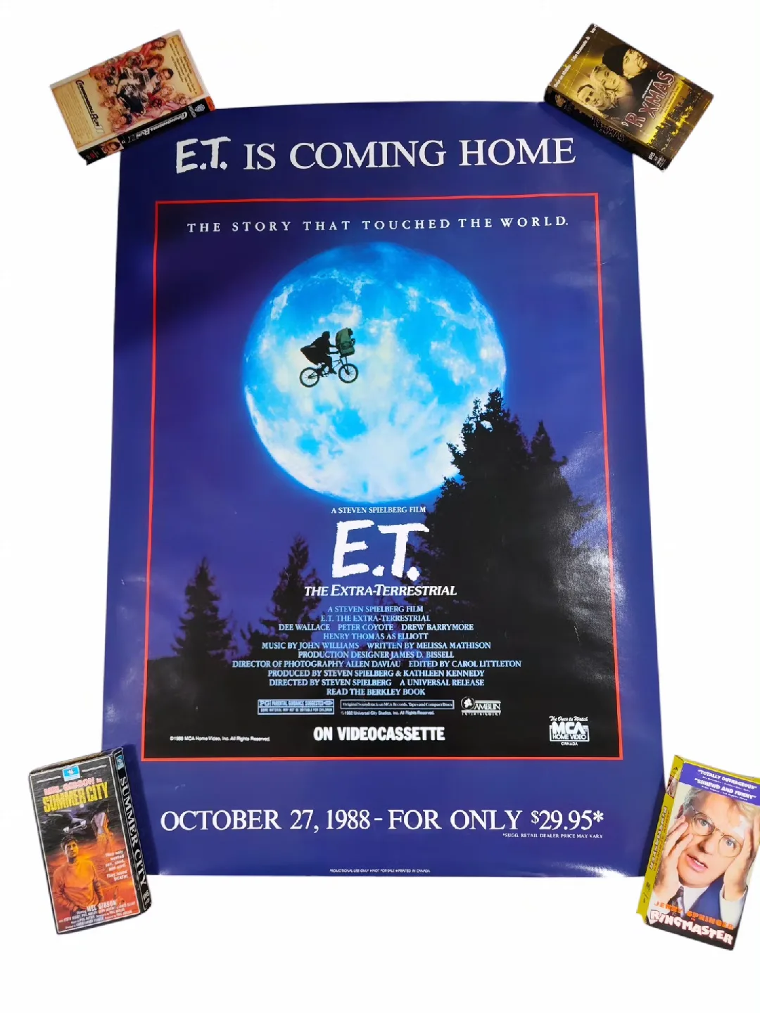 Vintage 1988 E.T. Original Video Store Promo Poster thumbnail