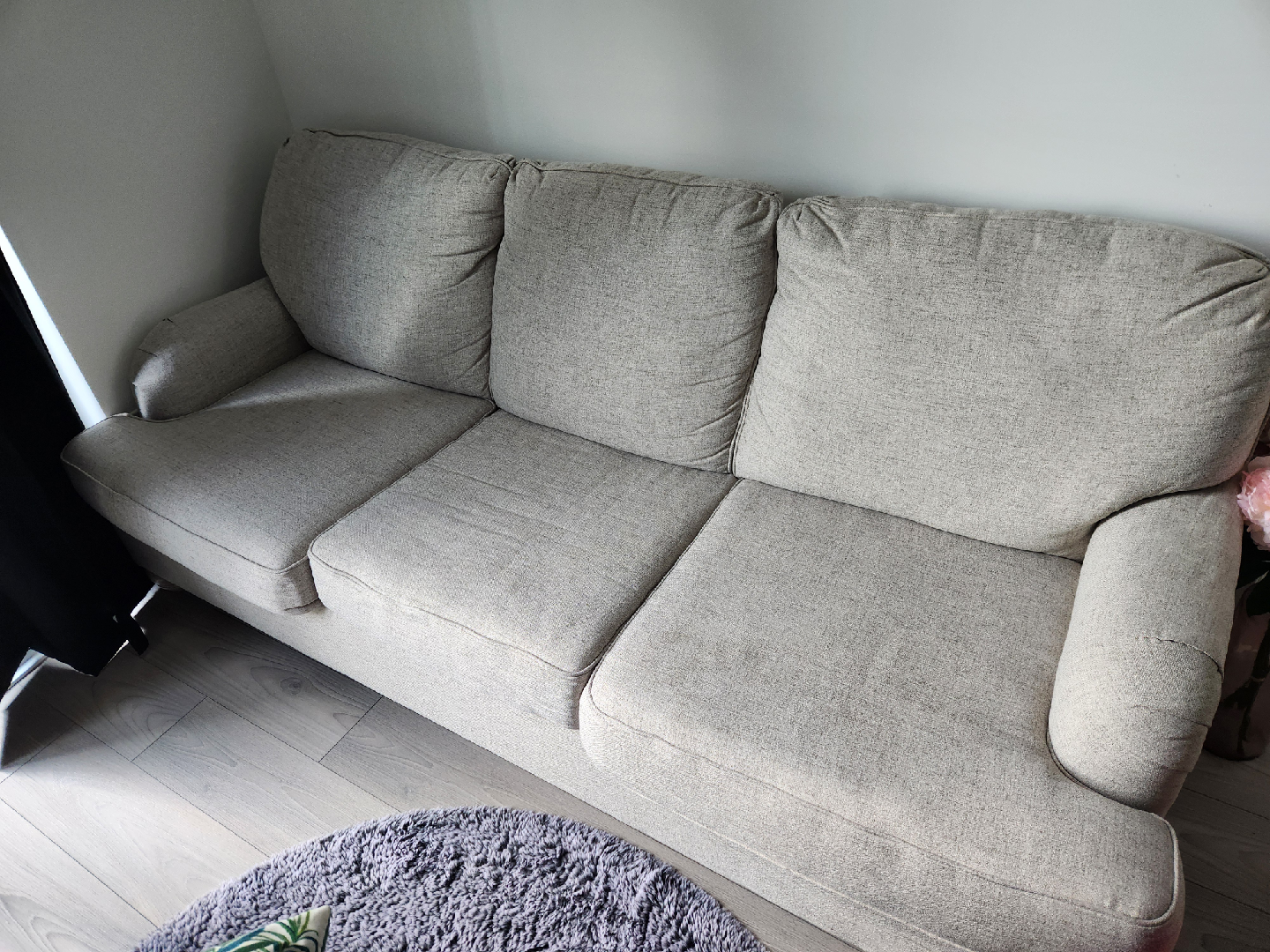 Beige Three-Seat Sofa - photo 2