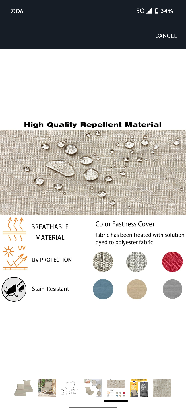 Outdoor Chair Cushions - Water Repellent - photo 5