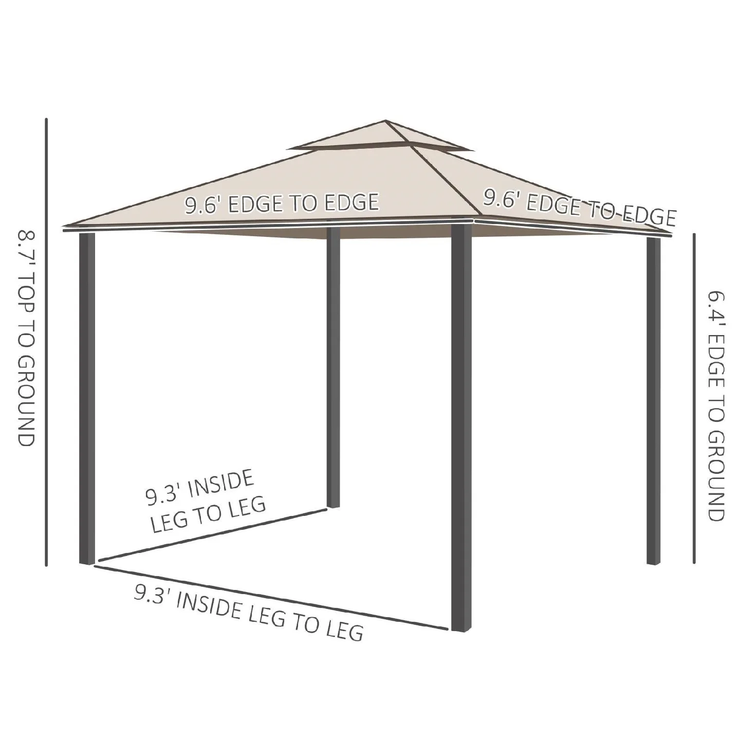 Gazebo with Netting, 9.6' x 9.6' image indicator(3)