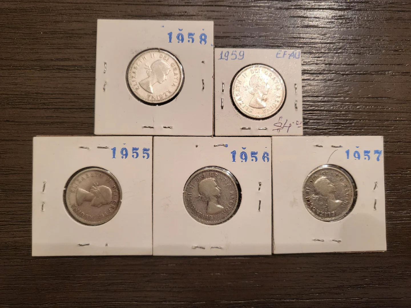 Vintage Canadian Silver Quarters (1955-1959) image indicator(2)