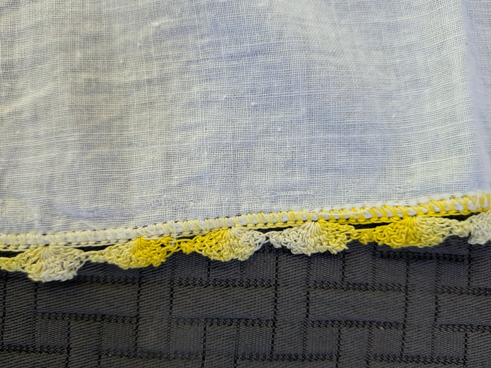 Vintage White Handkerchief with Yellow Crochet Border - photo 5