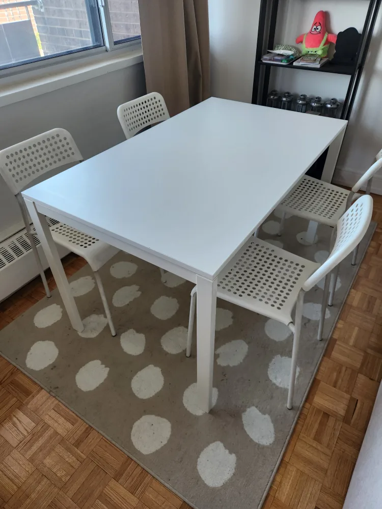 IKEA Melltorp Dining Table with 4 Adde Chairs (White)