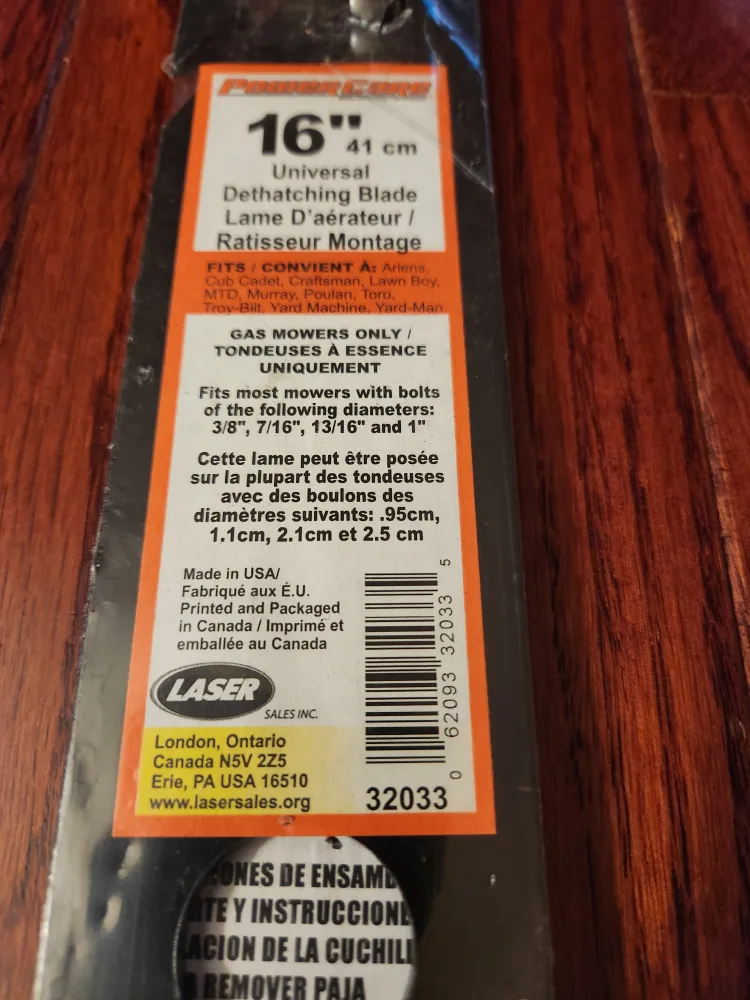 Power Care 16" Universal Dethatching Blade - New image indicator(2)