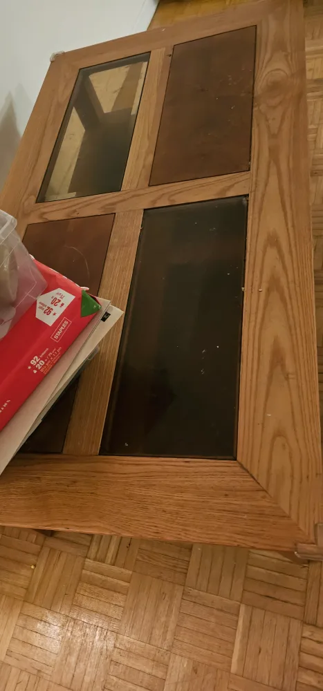 Wood Coffee Table with Glass Inserts image indicator(4)