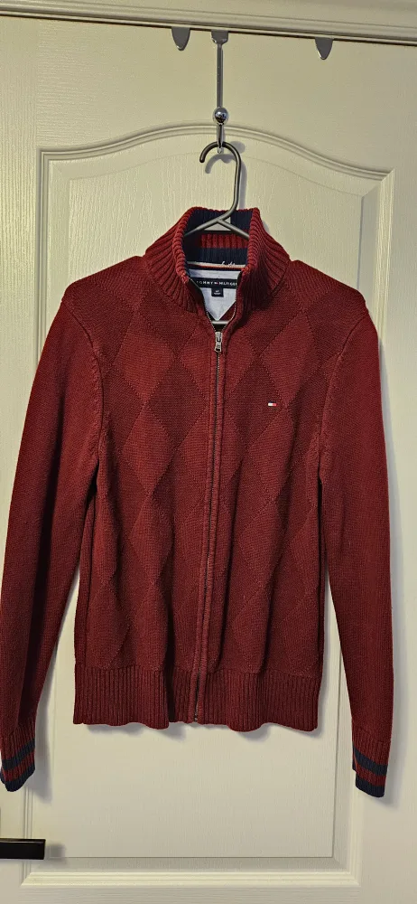 Tommy Hilfiger Burgundy Zip-Up Sweter Sm thumbnail