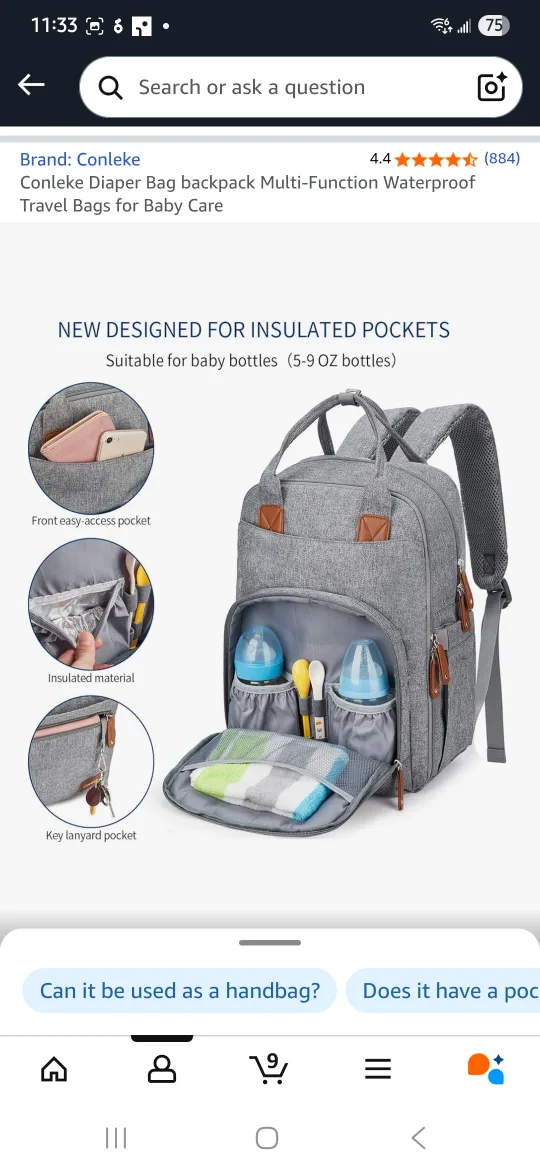 Conleke Diaper Bag Backpack - Multi-Function, Waterproof image indicator(2)