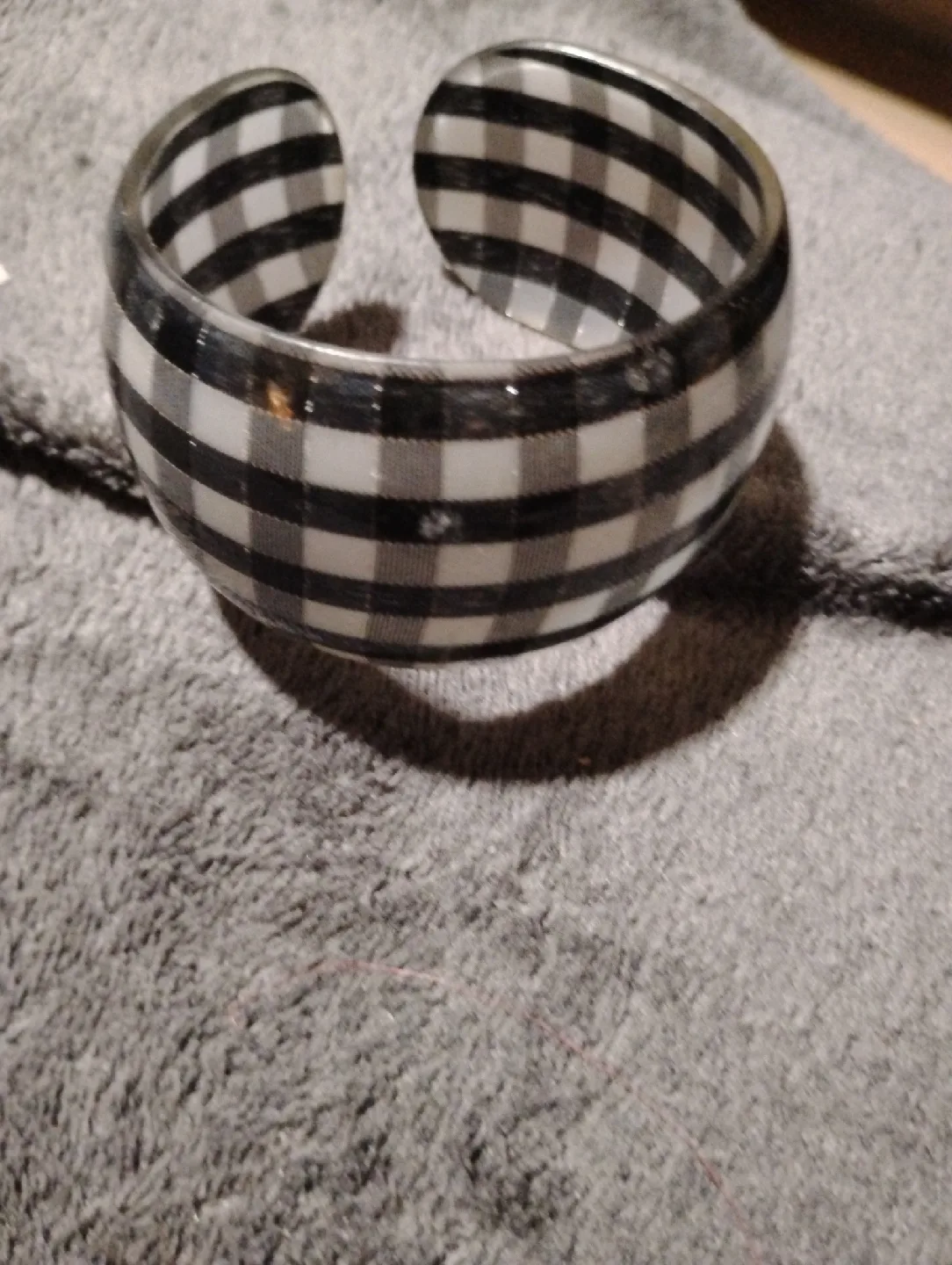 channel vintage checkerboard cuff resin bracelet thumbnail