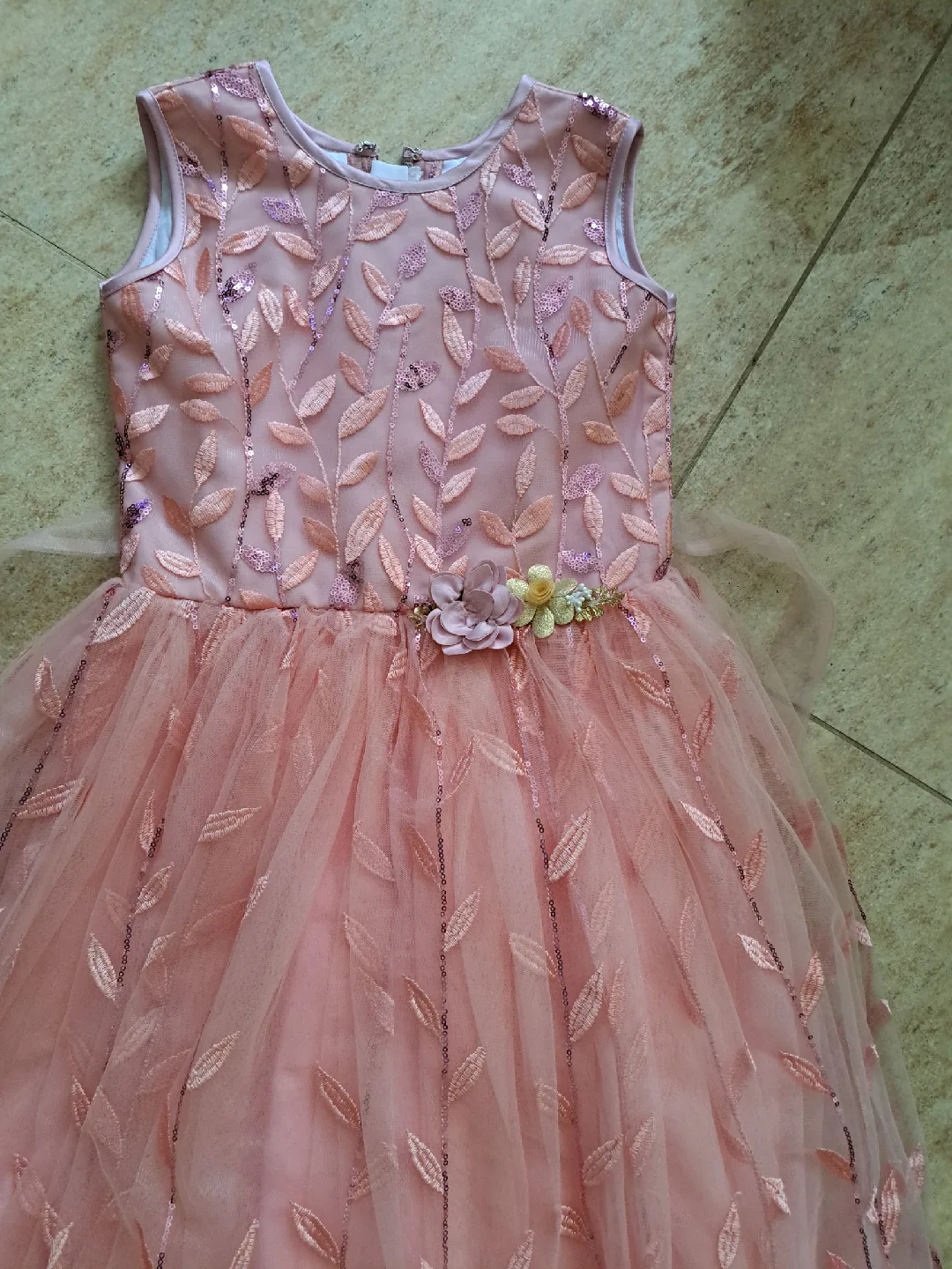 Pink Girls Party Dress with Floral Detail image indicator(4)
