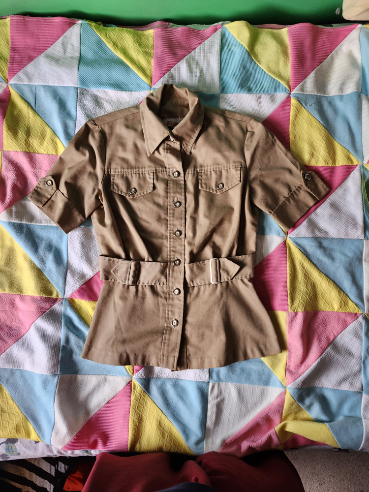 70s safari style button up blouse