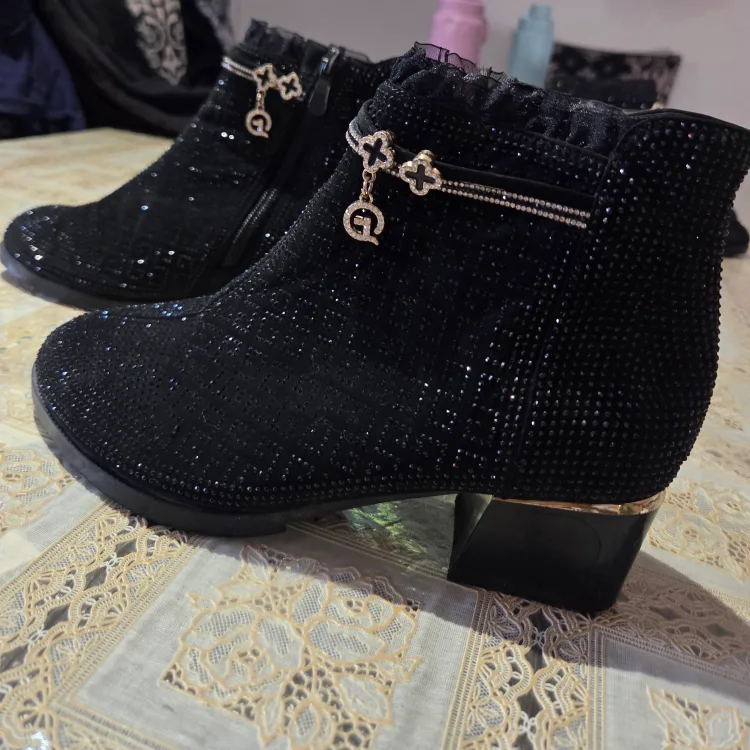 Women's Black Glitter Ankle Boots thumbnail
