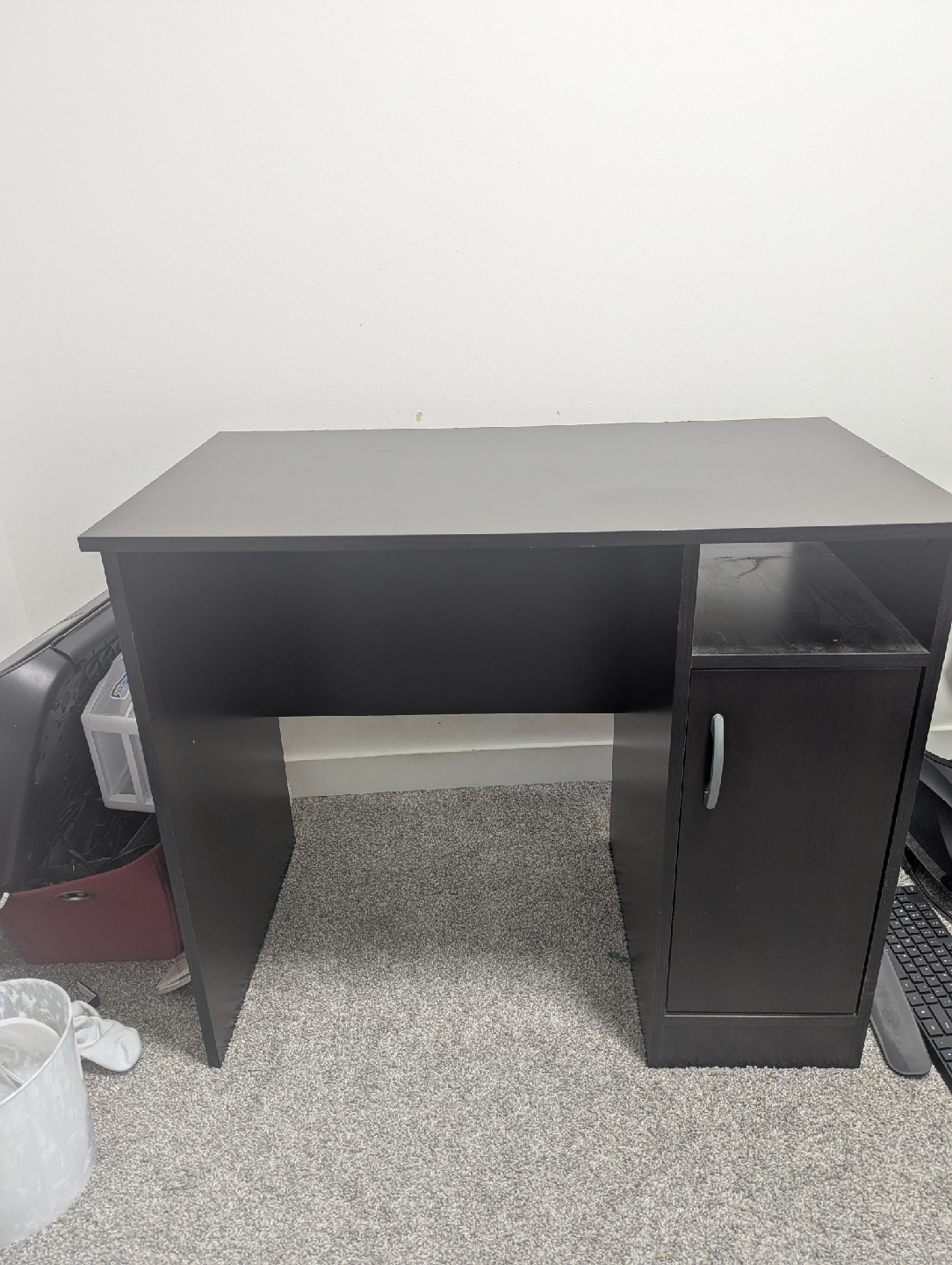 Small Black Desk with Cabinet
