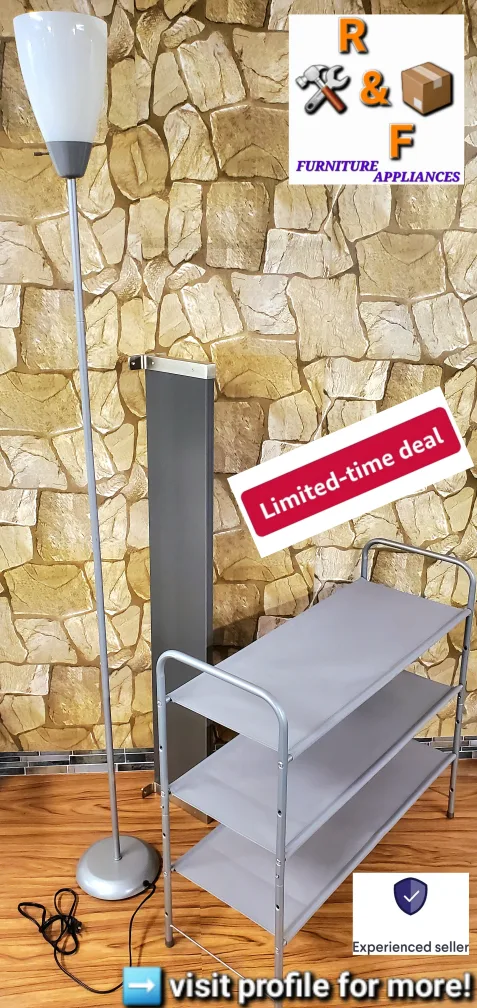 ➡️3 Tier ShoeRack+Floor Lamp, Grey thumbnail
