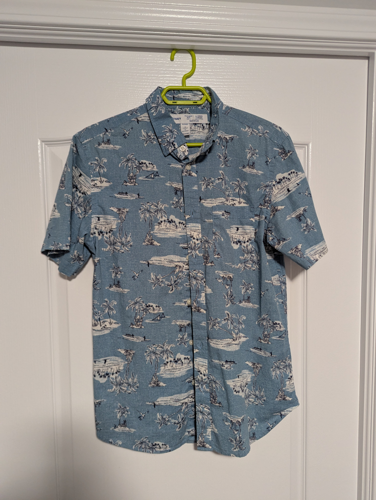 Old Navy Blue Hawaiian Print Shirt - Size S