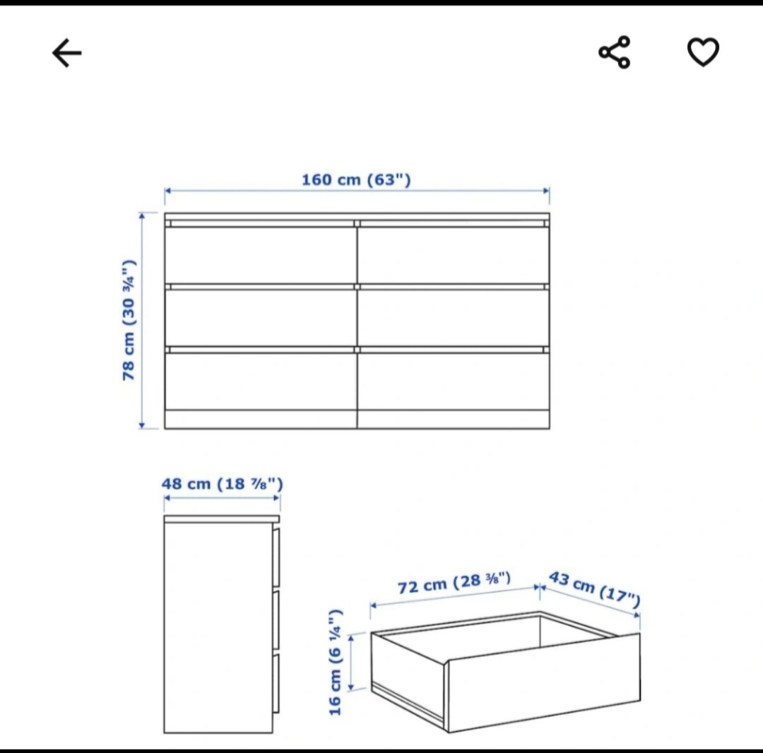 IKEA Malm 6-Drawer Dresser - White - photo 3