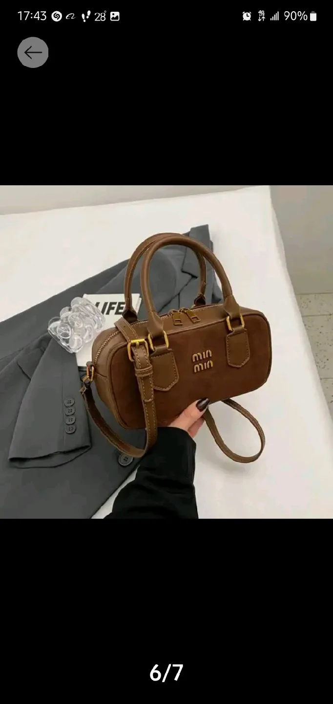 Miu Miu Brown Suede Handbag image indicator(6)