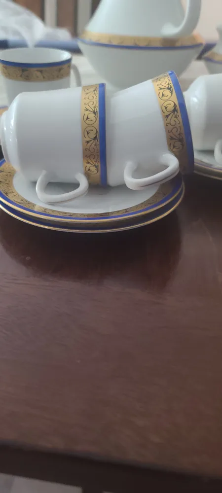 Expresso Coffee Set - White with Gold & Blue Trim image indicator(5)