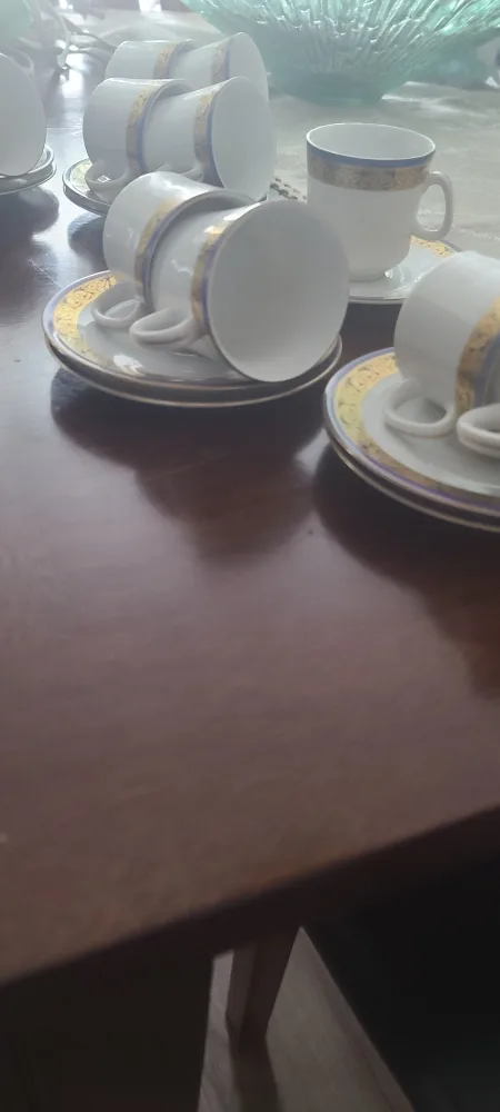 Expresso Coffee Set - White with Gold & Blue Trim image indicator(8)