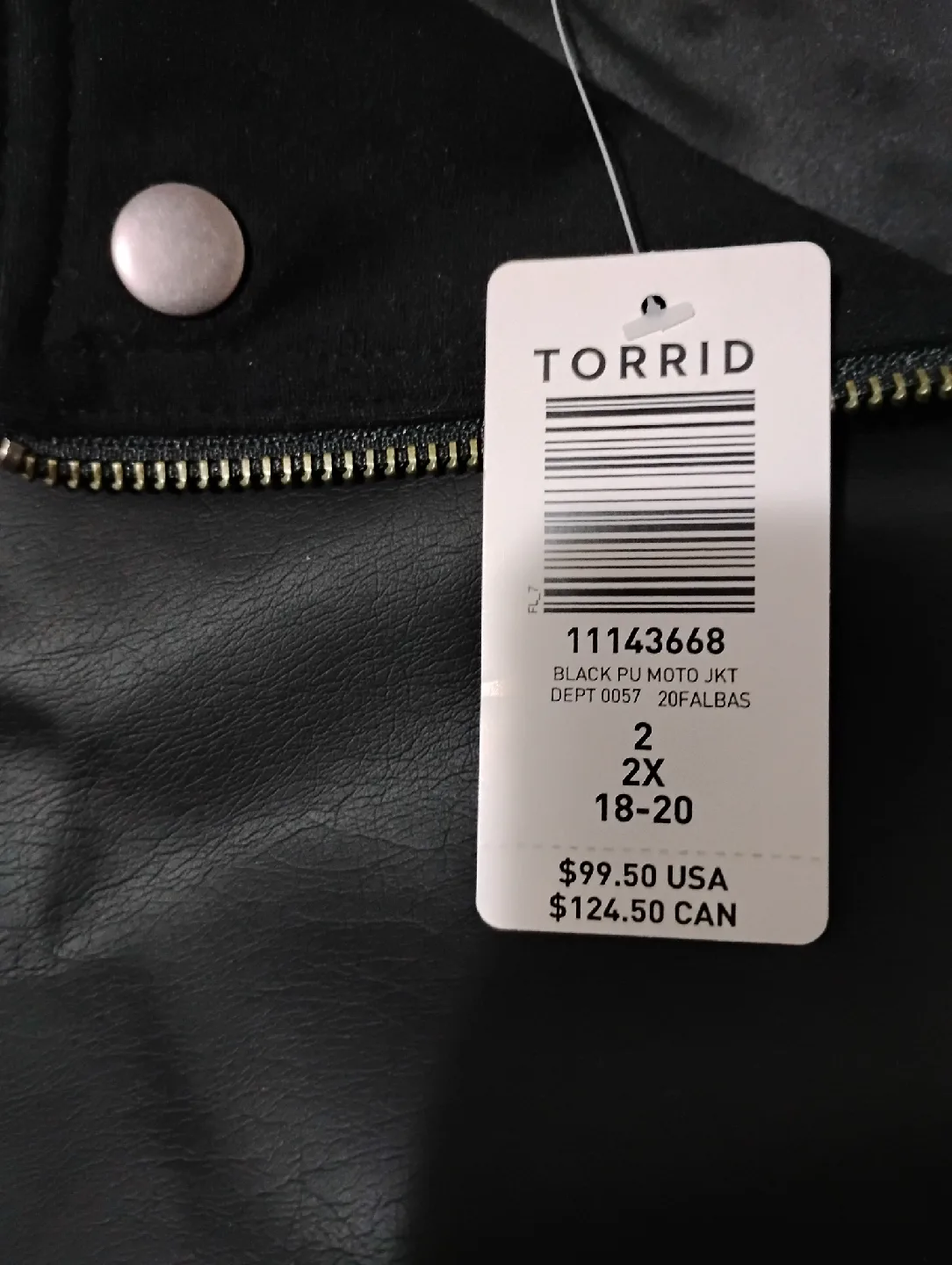 NWT Torrid Black PU Moto Jacket - Size 2X (18-20) image indicator(4)