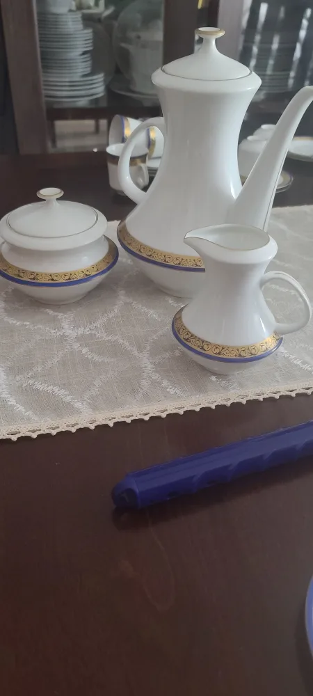 Expresso Coffee Set - White with Gold & Blue Trim image indicator(3)