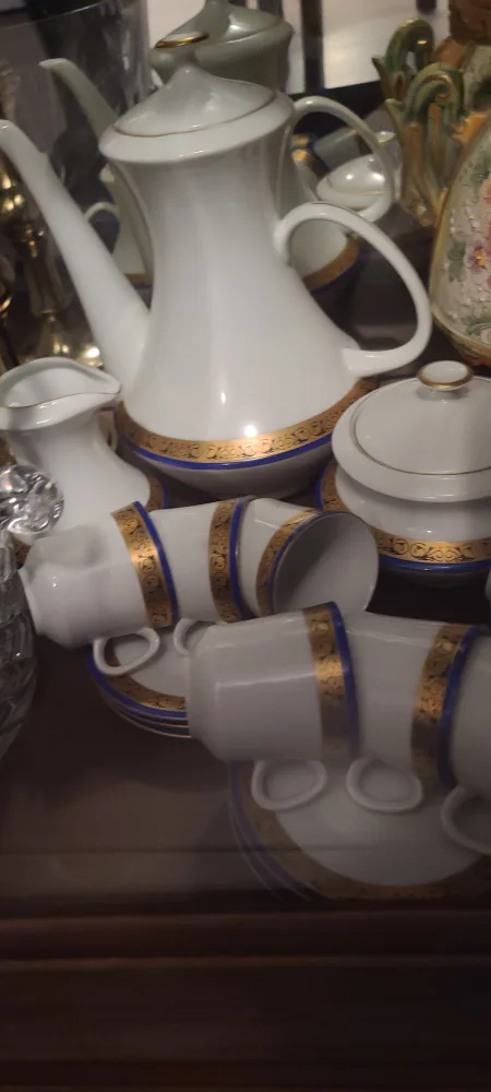 Expresso Coffee Set - White with Gold & Blue Trim image indicator(7)