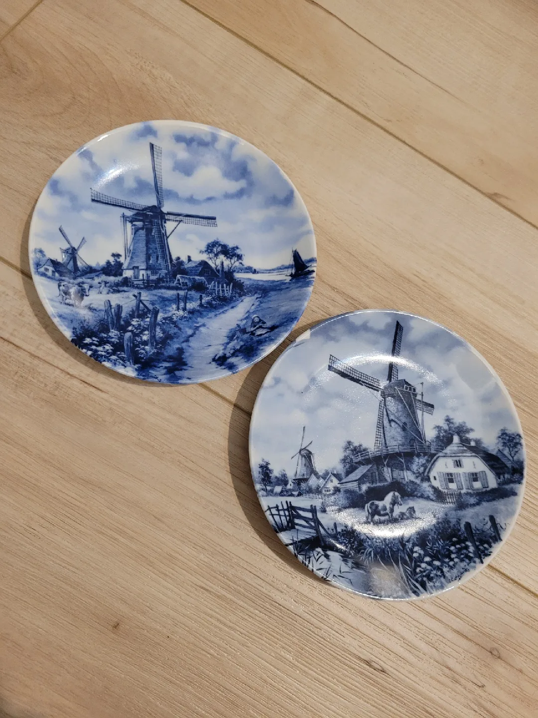 1984 Pair of Delfts Blauw Windmill Plates - 5 inch thumbnail